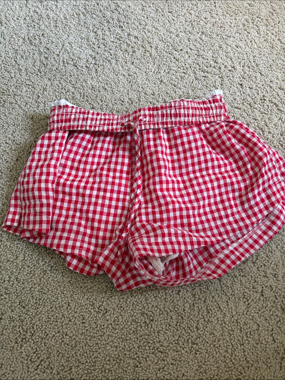Princess Polly Red Gingham High Waist Elastic Shorts - Picture 3 of 4